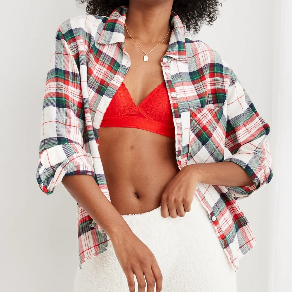 Aerie Plaid Shirt - Red, Green, White